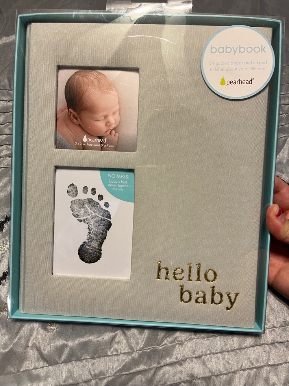 Pearhead gray Baby Book